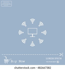 WiFi icon around the computer