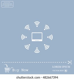 WiFi icon around the computer