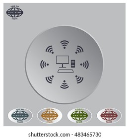 WiFi icon around the computer