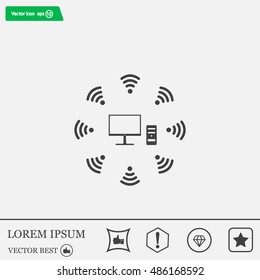 WiFi icon around the computer