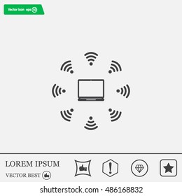 WiFi icon around the computer
