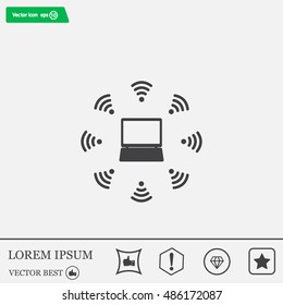 WiFi icon around the computer
