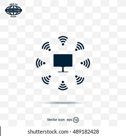 WiFi icon around the computer