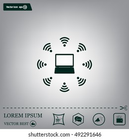 WiFi icon around the computer