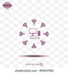 WiFi icon around the computer