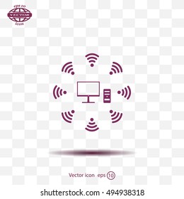 WiFi icon around the computer