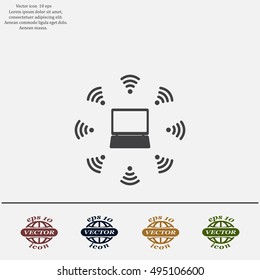 WiFi icon around the computer