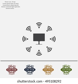 WiFi icon around the computer