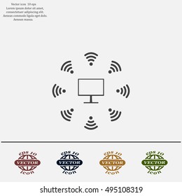 WiFi icon around the computer