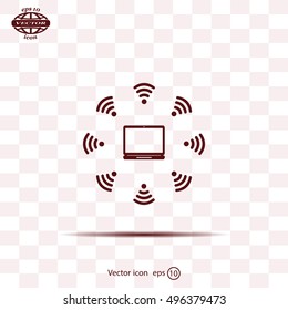 WiFi icon around the computer