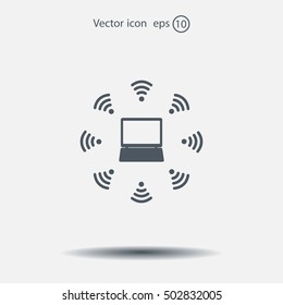 WiFi icon around the computer