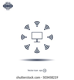 WiFi icon around the computer