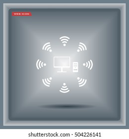 WiFi icon around the computer