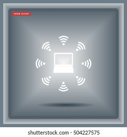 WiFi icon around the computer