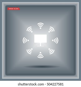 WiFi icon around the computer