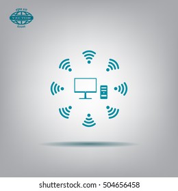 WiFi icon around the computer