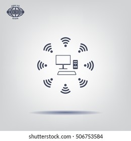 WiFi icon around the computer