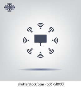 WiFi icon around the computer