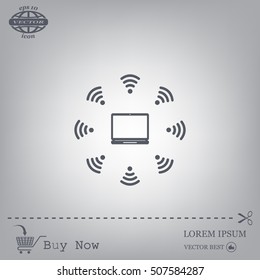 WiFi icon around the computer