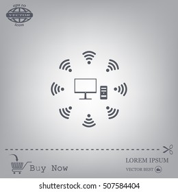 WiFi icon around the computer