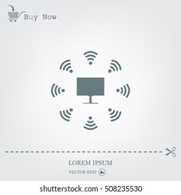 WiFi icon around the computer