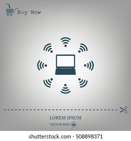 WiFi icon around the computer