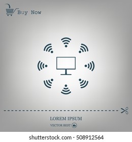 WiFi icon around the computer