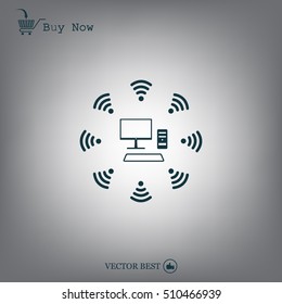 WiFi icon around the computer