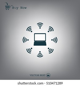 WiFi icon around the computer