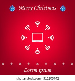 WiFi icon around the computer