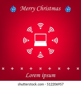 WiFi icon around the computer