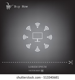 WiFi icon around the computer