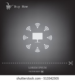 WiFi icon around the computer
