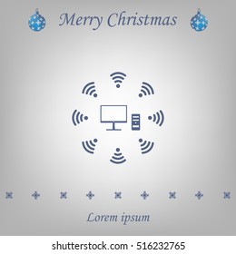 WiFi icon around the computer