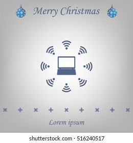 WiFi icon around the computer