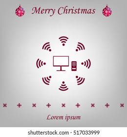 WiFi icon around the computer