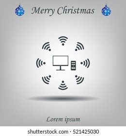 WiFi icon around the computer