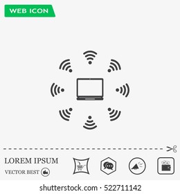 WiFi icon around the computer