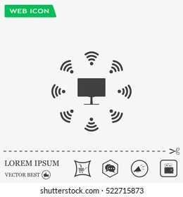 WiFi icon around the computer