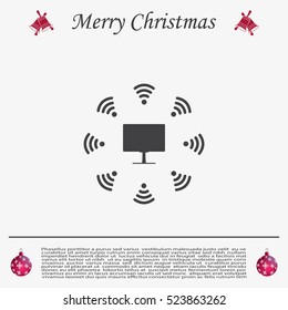 WiFi icon around the computer