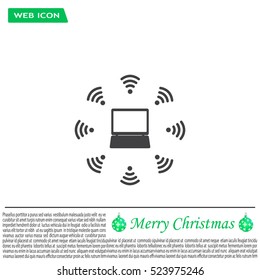 WiFi icon around the computer