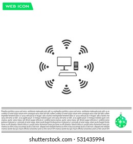 WiFi icon around the computer