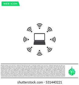 WiFi icon around the computer