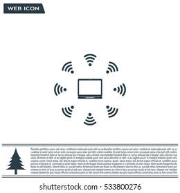 WiFi icon around the computer