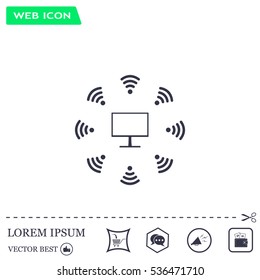 WiFi icon around the computer
