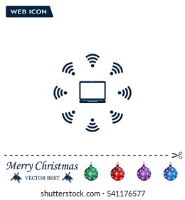 WiFi icon around the computer