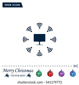 WiFi icon around the computer