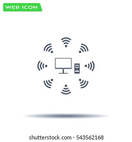 WiFi icon around the computer