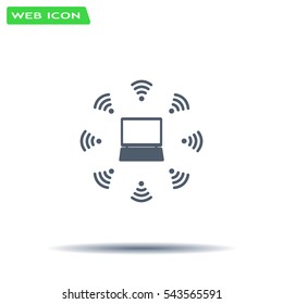 WiFi icon around the computer