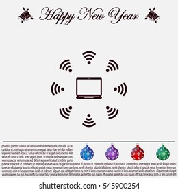 WiFi icon around the computer